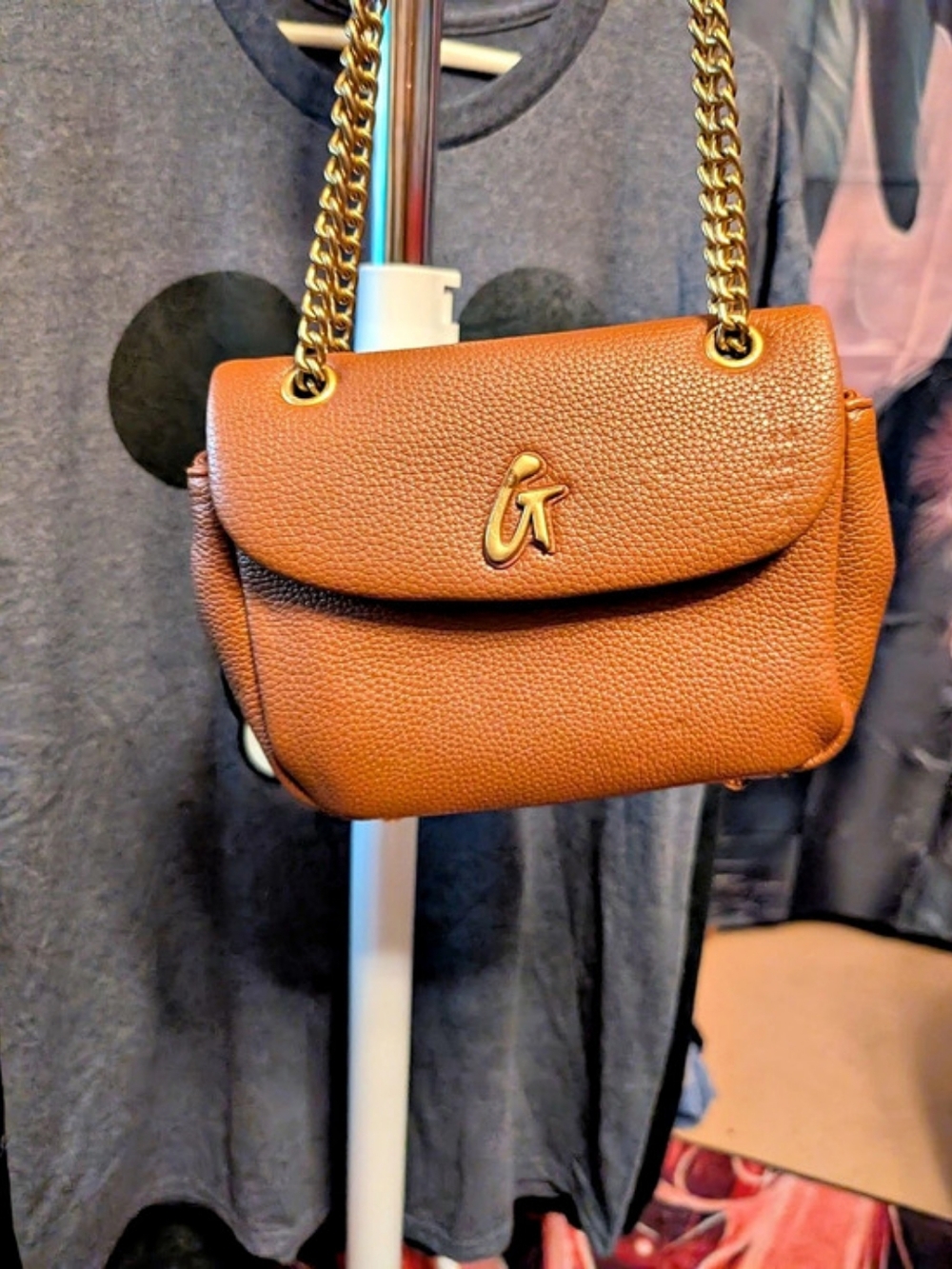 Mia Ray Brown Chain Crossbody Bag